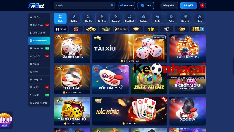 Các sản phẩm cá cược có tại FABET